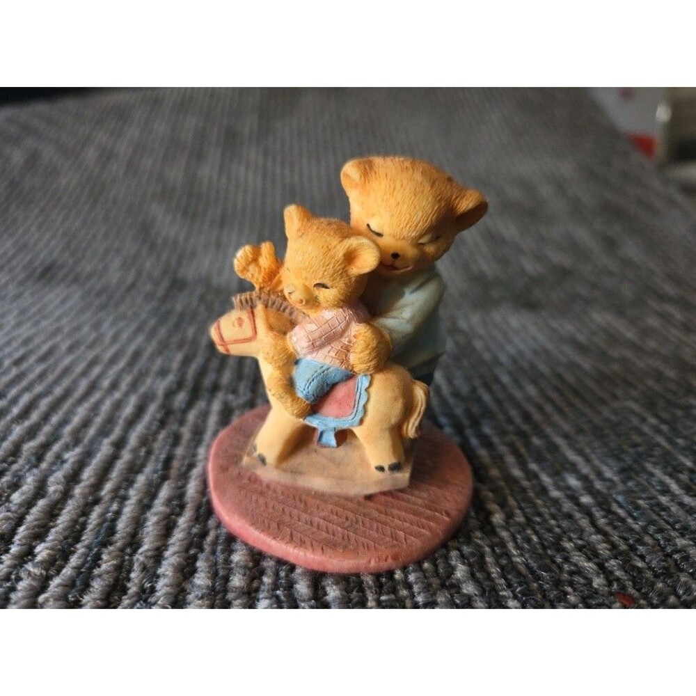 Vintage Cherished Teddies Father and Daughter Riding pony.
